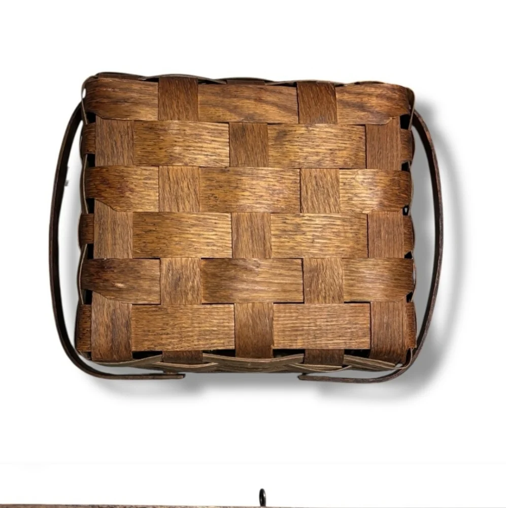 PETERBORO BASKET CO. Woven Wood Flip Top Picnic Basket VINTAGE